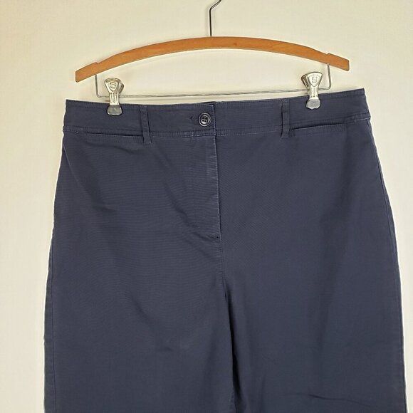 Talbots Wide Leg Crop Chino Pants Navy Blue Lightweight Canvas Womens Size 16P - Picture 3 of 7